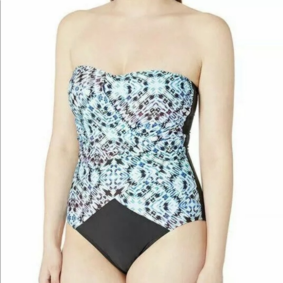 NWT Athena Strapless Bandeau One Piece Swimsuit Indigo  Size 8 - Picture 1 of 5